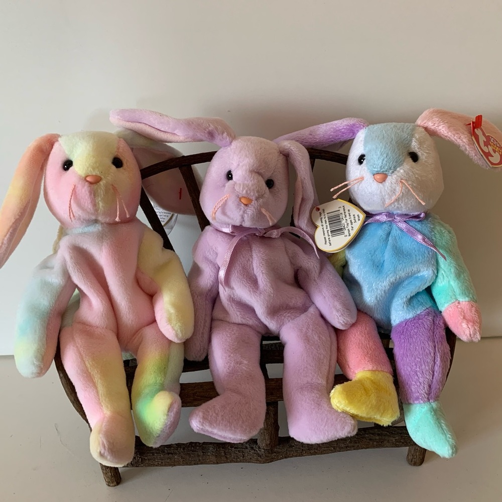 Hippie, Dippy and Hoppity Spring  Pastel  Easter Beanie Bunnies